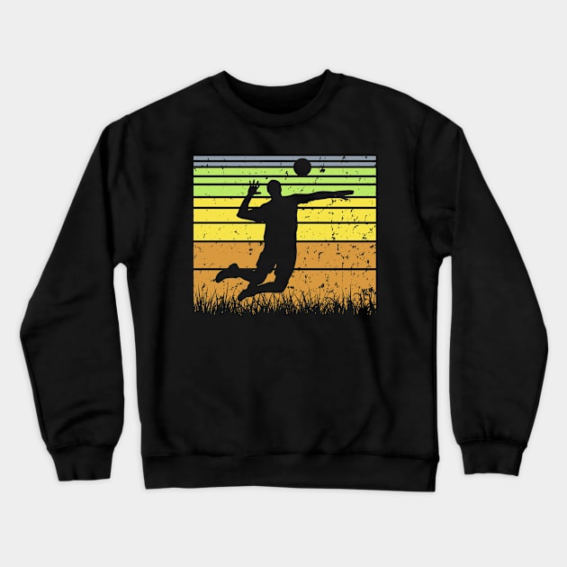 Travel back in time with beach volleyball - Retro Sunsets shirt featuring a player! Crewneck Sweatshirt by Gomqes